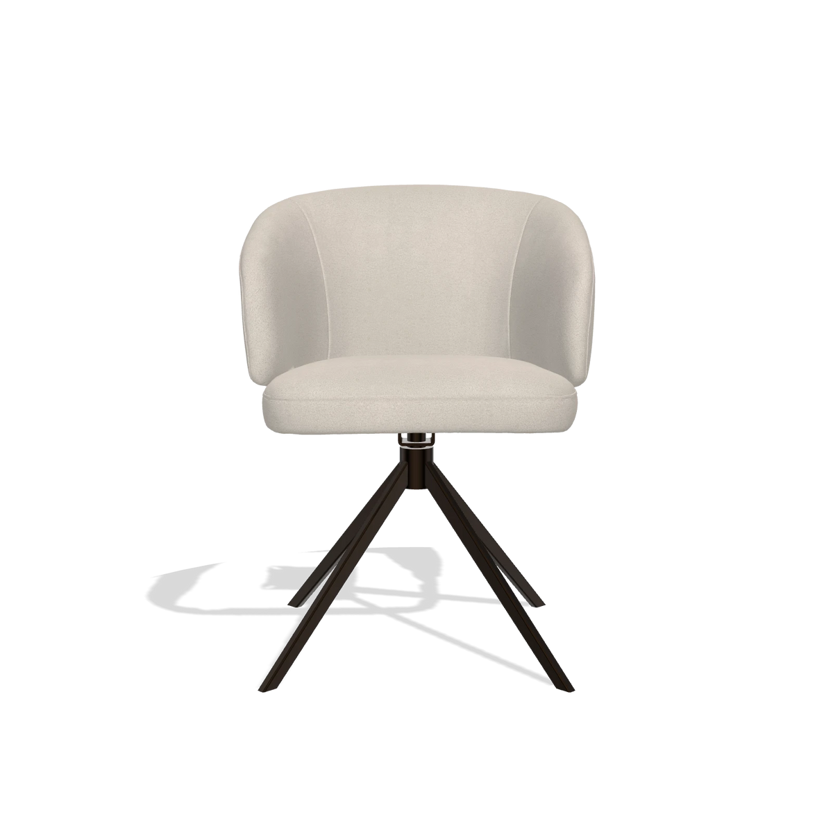 Sedia da pranzo Elise 6612 in tessuto Boogie 02 (grigio chiaro), base girevole in espresso, vista frontale