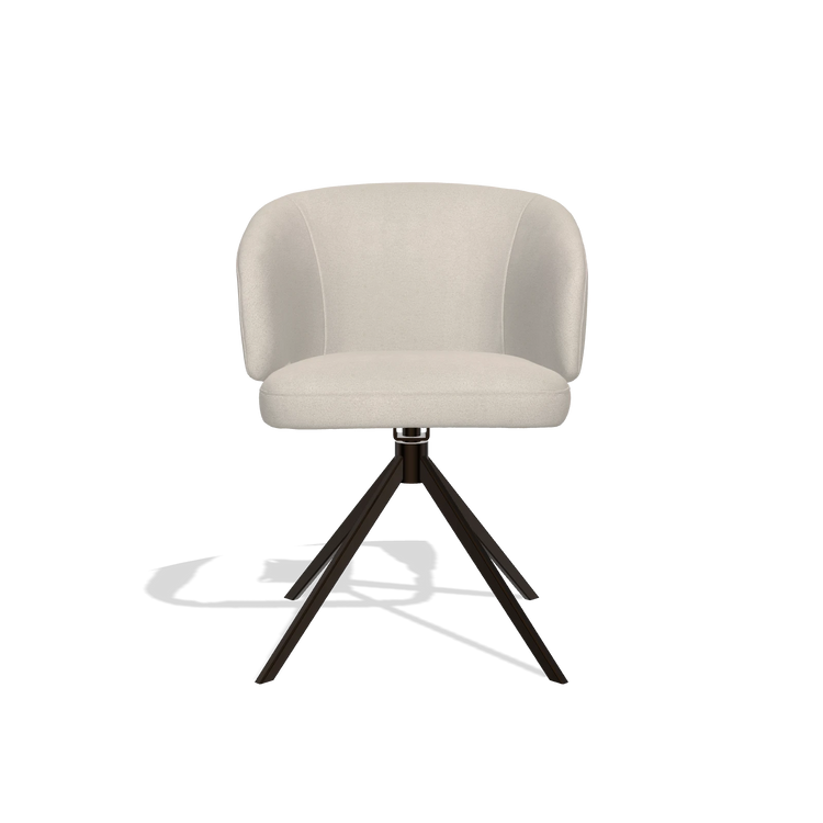 Sedia da pranzo Elise 6612 in tessuto Boogie 02 (grigio chiaro), base girevole in espresso, vista frontale