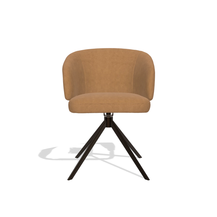 Silla de comedor Elise 6612 en tela Bull 09 (caramelo), base giratoria en espresso, vista frontal