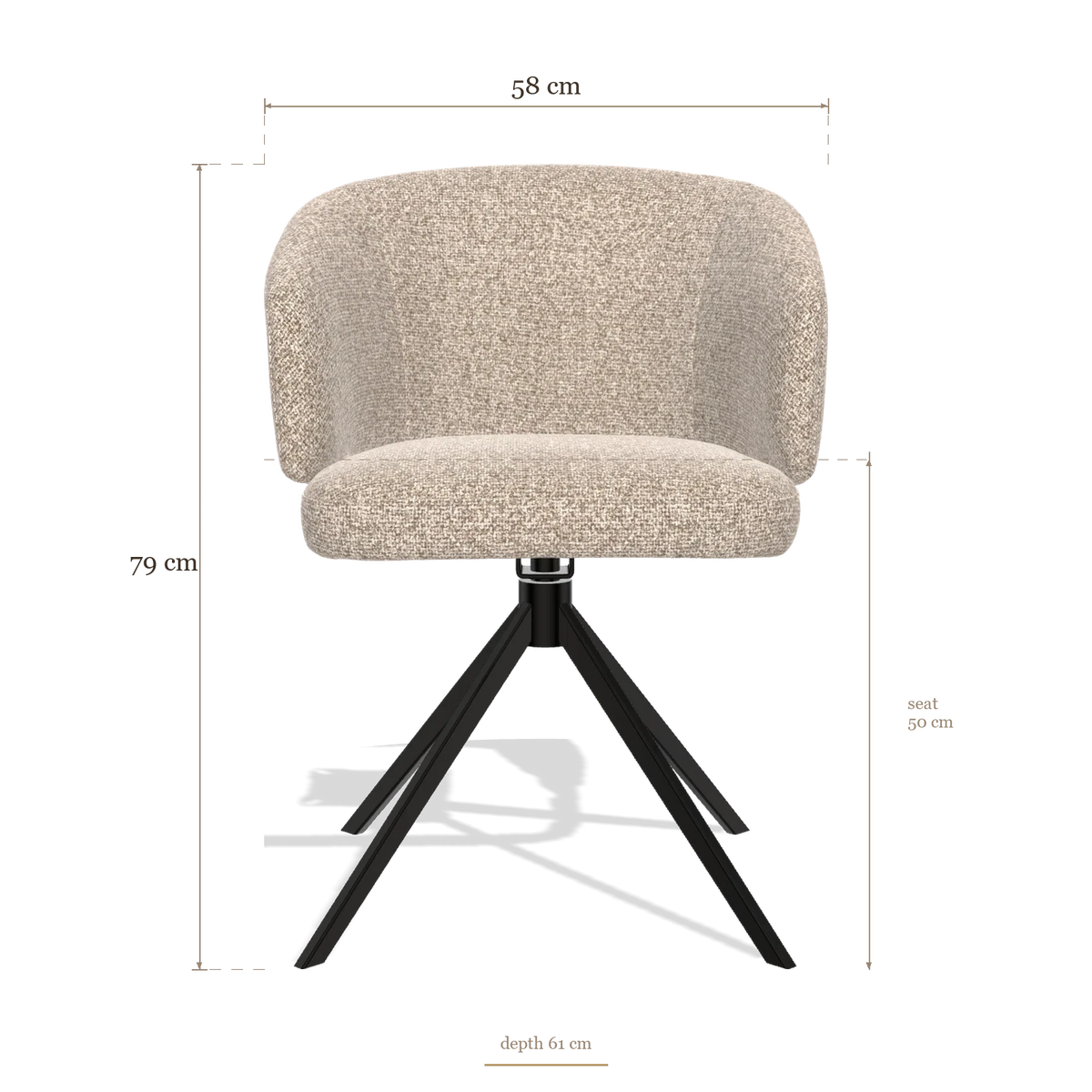 Sedia da pranzo Elise 6612, dimensioni 58 x 61 x 79 cm