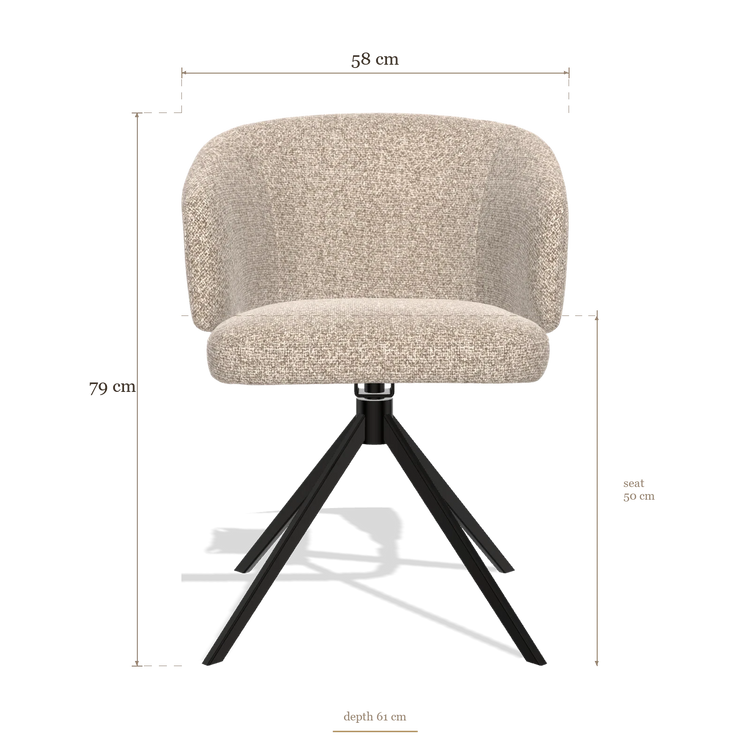Sedia da pranzo Elise 6612, dimensioni 58 x 61 x 79 cm