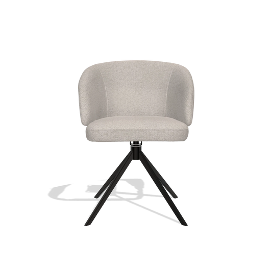 Silla de comedor Elise 6612 en tela Glory 196 (rosa palo), base giratoria en negro, vista frontal