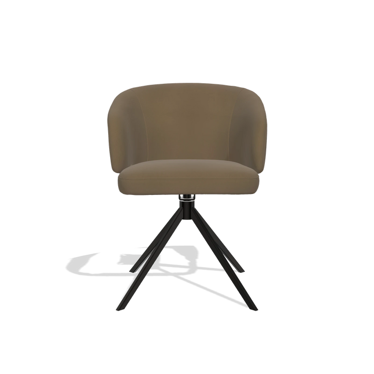 Sedia da pranzo Elise 6612 in Pelle A802 (oliva), base girevole in nero, vista frontale