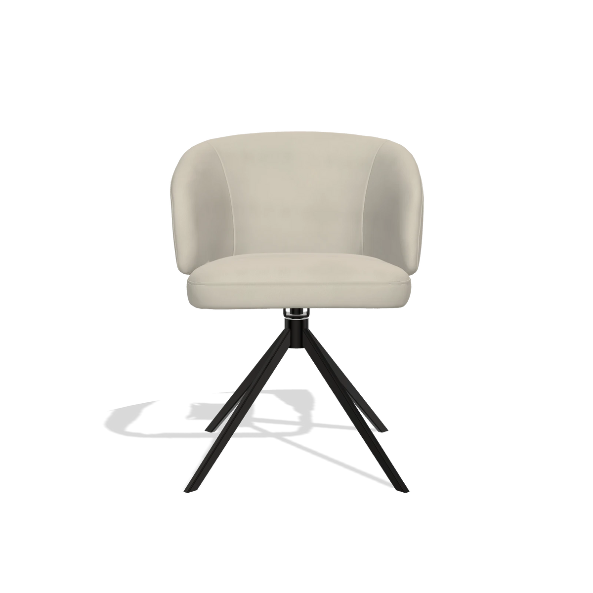 Dining Chair Elise 6612 in Leather A822 (light grey), black swivel base, front view