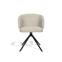 Dining Chair Elise 6612 in Leather A822 (light grey), black swivel base, front view