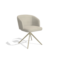 Dining Chair Elise 6612 in Leather A822 (light grey), champagne swivel base, angled view