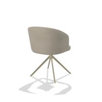 Dining Chair Elise 6612 in Leather A822 (light grey), champagne swivel base, back angled view