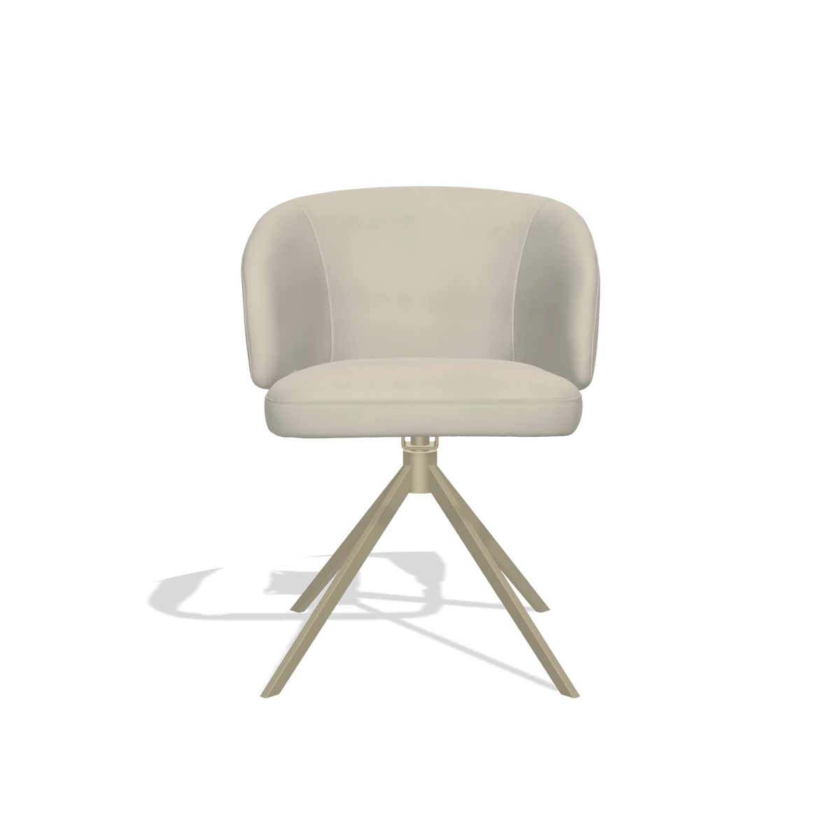 Dining Chair Elise 6612 in Leather A822 (light grey), champagne swivel base, front view