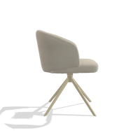 Dining Chair Elise 6612 in Leather A822 (light grey), champagne swivel base, side view