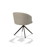 Dining Chair Elise 6612 in Leather A822 (light grey), espresso swivel base, back angled view
