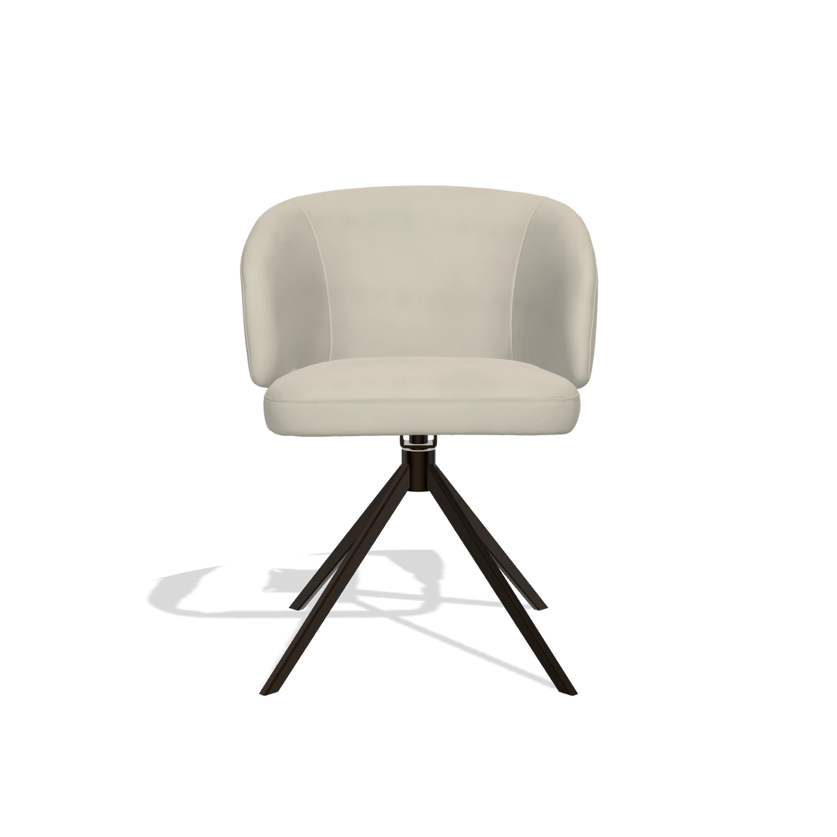 Dining Chair Elise 6612 in Leather A822 (light grey), espresso swivel base, front view