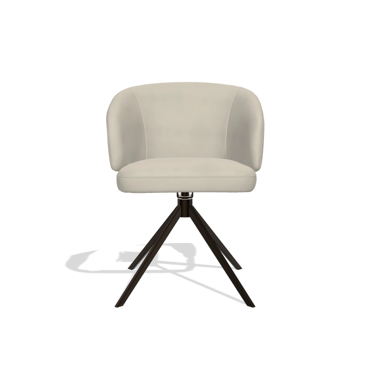 Dining Chair Elise 6612 in Leather A822 (light grey), espresso swivel base, front view