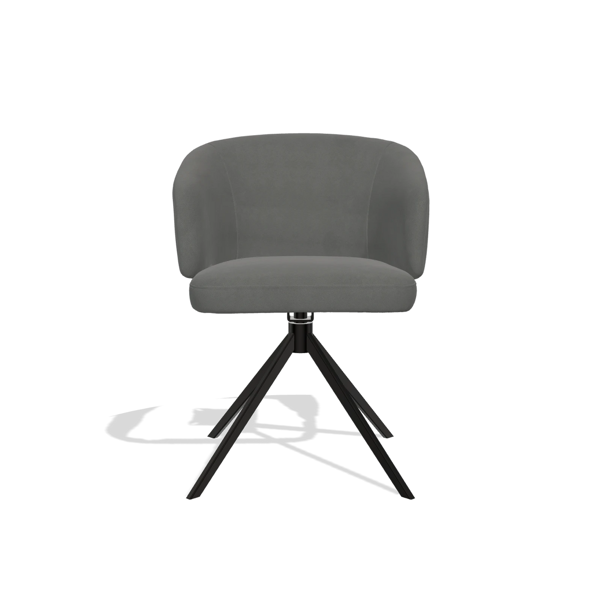 Dining Chair Elise 6612 in Leather B400 (dark grey), black swivel base, front view