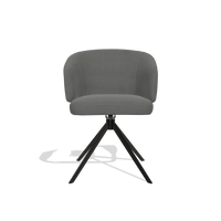 Dining Chair Elise 6612 in Leather B400 (dark grey), black swivel base, front view