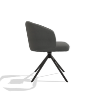 Dining Chair Elise 6612 in Leather B400 (dark grey), black swivel base, side view