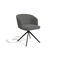 Dining Chair Elise 6612 in Leather B400 (dark grey), espresso swivel base, angled view