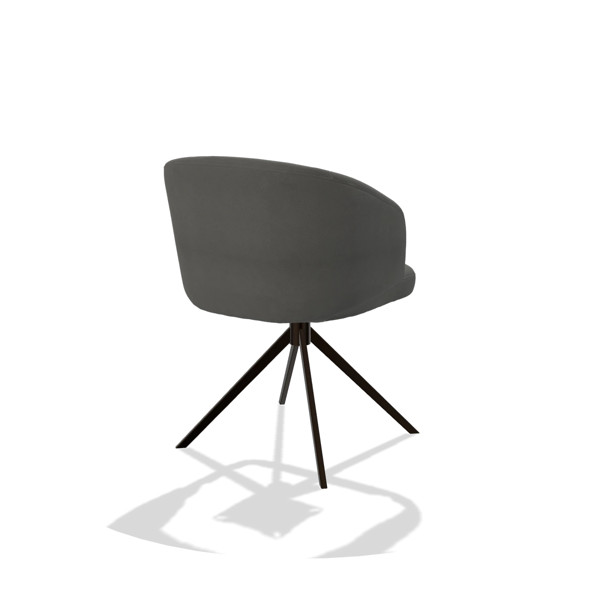 Dining Chair Elise 6612 in Leather B400 (dark grey), espresso swivel base, back angled view