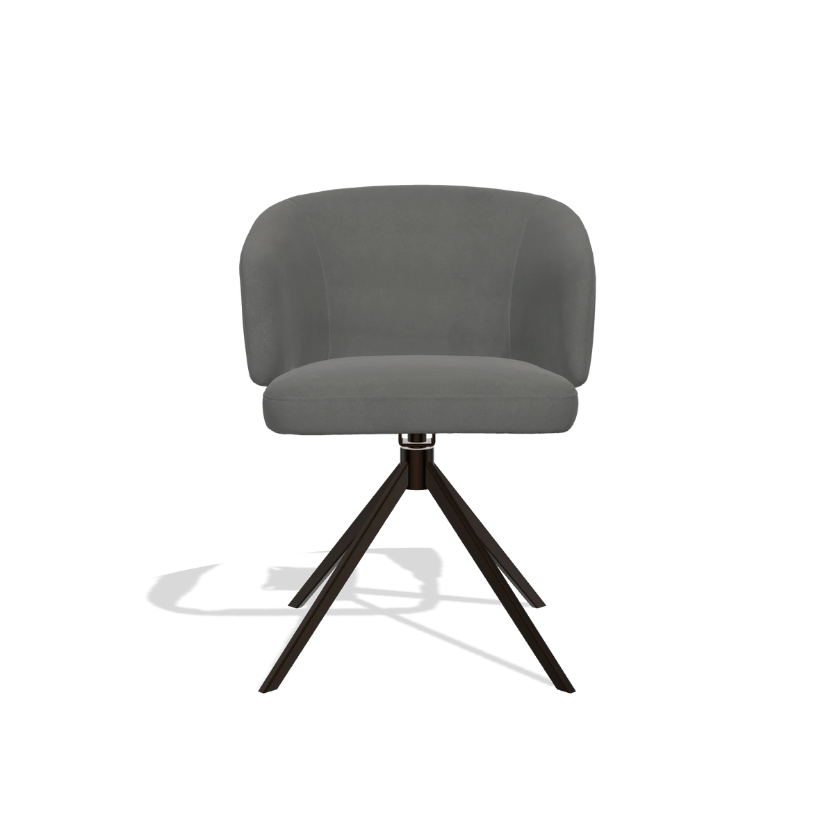 Dining Chair Elise 6612 in Leather B400 (dark grey), espresso swivel base, front view