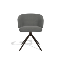 Dining Chair Elise 6612 in Leather B400 (dark grey), espresso swivel base, front view