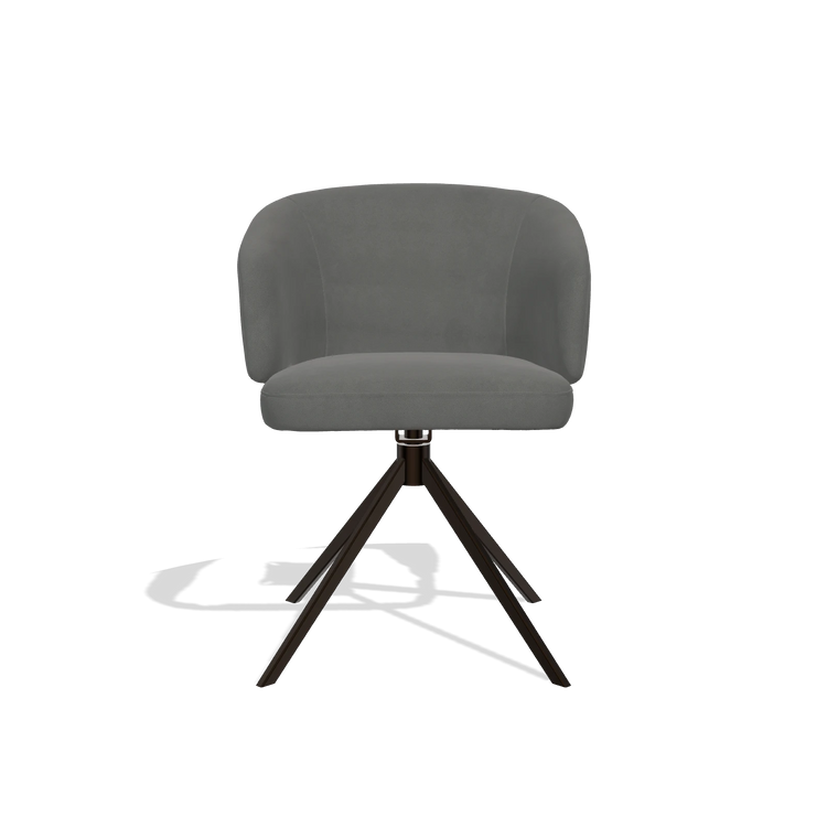 Dining Chair Elise 6612 in Leather B400 (dark grey), espresso swivel base, front view