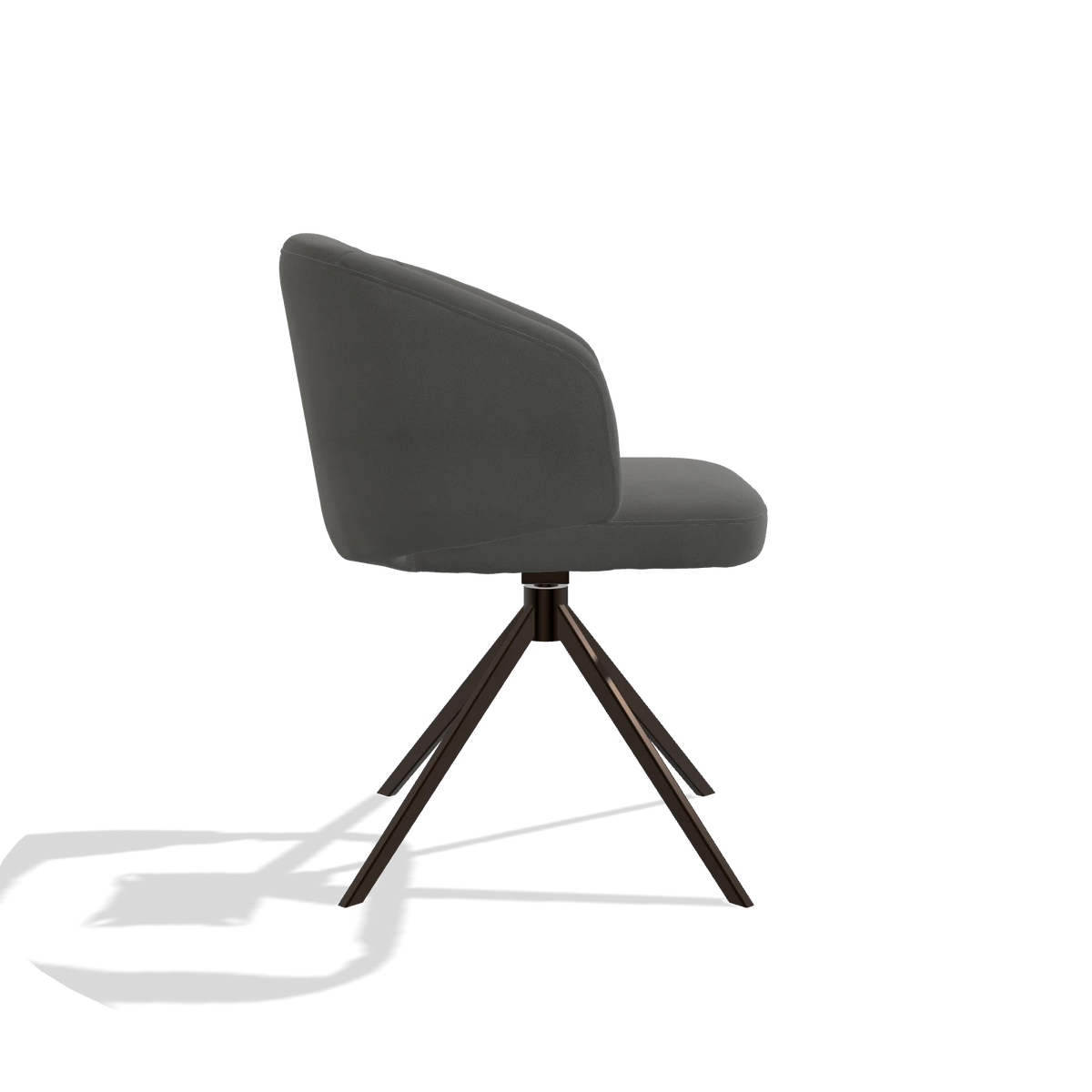 Dining Chair Elise 6612 in Leather B400 (dark grey), espresso swivel base, side view