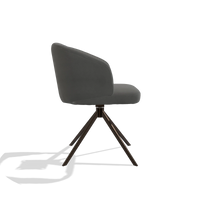 Dining Chair Elise 6612 in Leather B400 (dark grey), espresso swivel base, side view