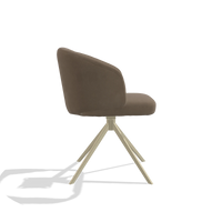 Dining Chair Elise 6612 in Leather B402 (taupe), champagne swivel base, side view