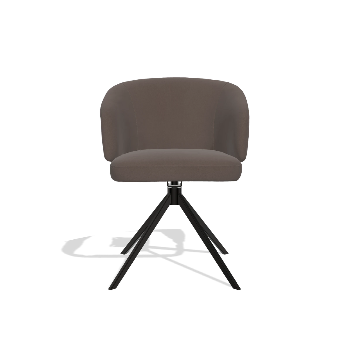 Dining Chair Elise 6612 in Leather B535 (brown), black swivel base, front view