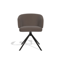 Dining Chair Elise 6612 in Leather B535 (brown), black swivel base, front view