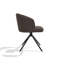 Dining Chair Elise 6612 in Leather B535 (brown), black swivel base, side view