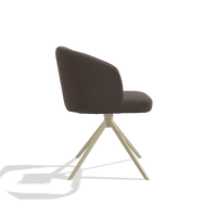 Dining Chair Elise 6612 in Leather B535 (brown), champagne swivel base, side view