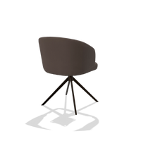 Dining Chair Elise 6612 in Leather B535 (brown), espresso swivel base, back angled view