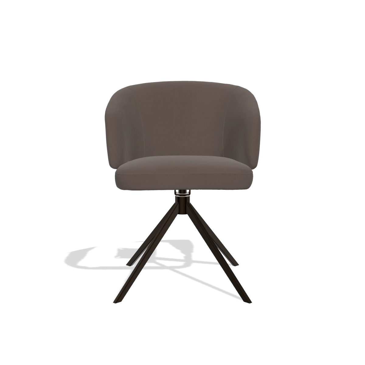 Dining Chair Elise 6612 in Leather B535 (brown), espresso swivel base, front view