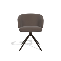 Dining Chair Elise 6612 in Leather B535 (brown), espresso swivel base, front view