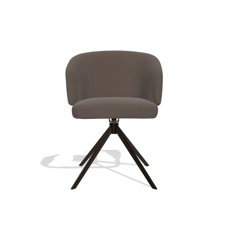 Dining Chair Elise 6612 in Leather B535 (brown), espresso swivel base, front view
