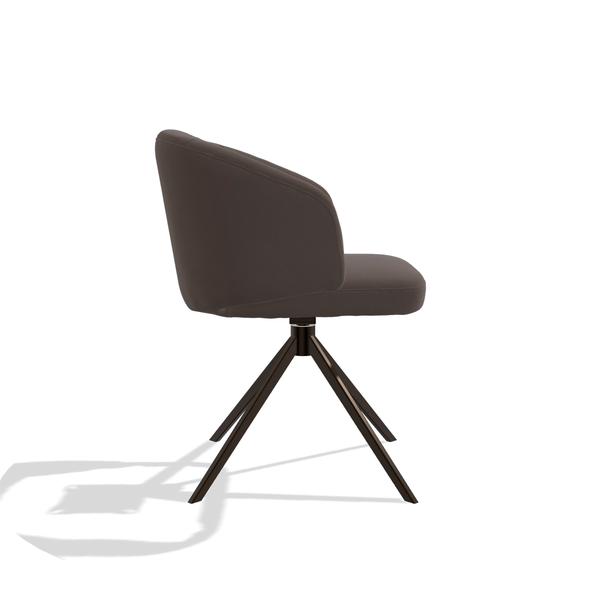 Dining Chair Elise 6612 in Leather B535 (brown), espresso swivel base, side view