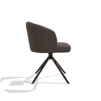 Dining Chair Elise 6612 in Leather B535 (brown), espresso swivel base, side view
