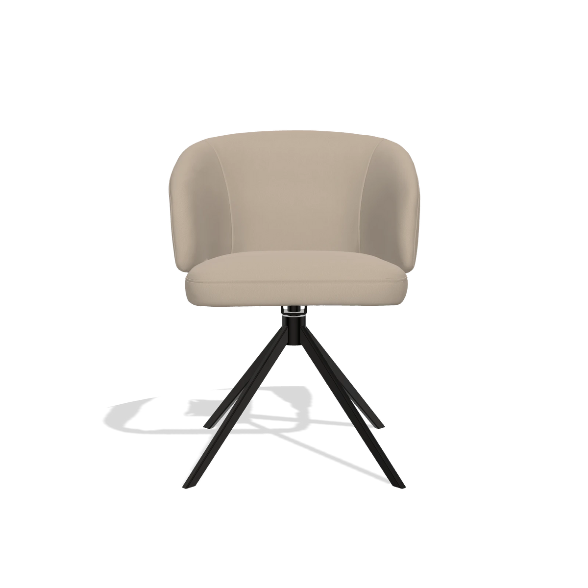 Dining Chair Elise 6612 in Leather B911 (sand), black swivel base, front view