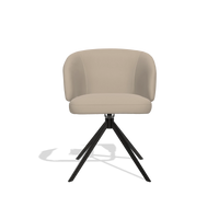 Dining Chair Elise 6612 in Leather B911 (sand), black swivel base, front view