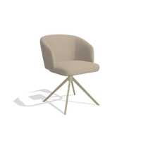 Dining Chair Elise 6612 in Leather B911 (sand), champagne swivel base, angled view