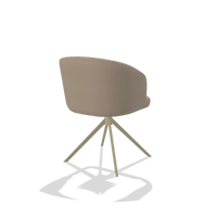 Dining Chair Elise 6612 in Leather B911 (sand), champagne swivel base, back angled view