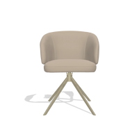 Dining Chair Elise 6612 in Leather B911 (sand), champagne swivel base, front view