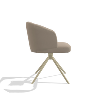 Dining Chair Elise 6612 in Leather B911 (sand), champagne swivel base, side view