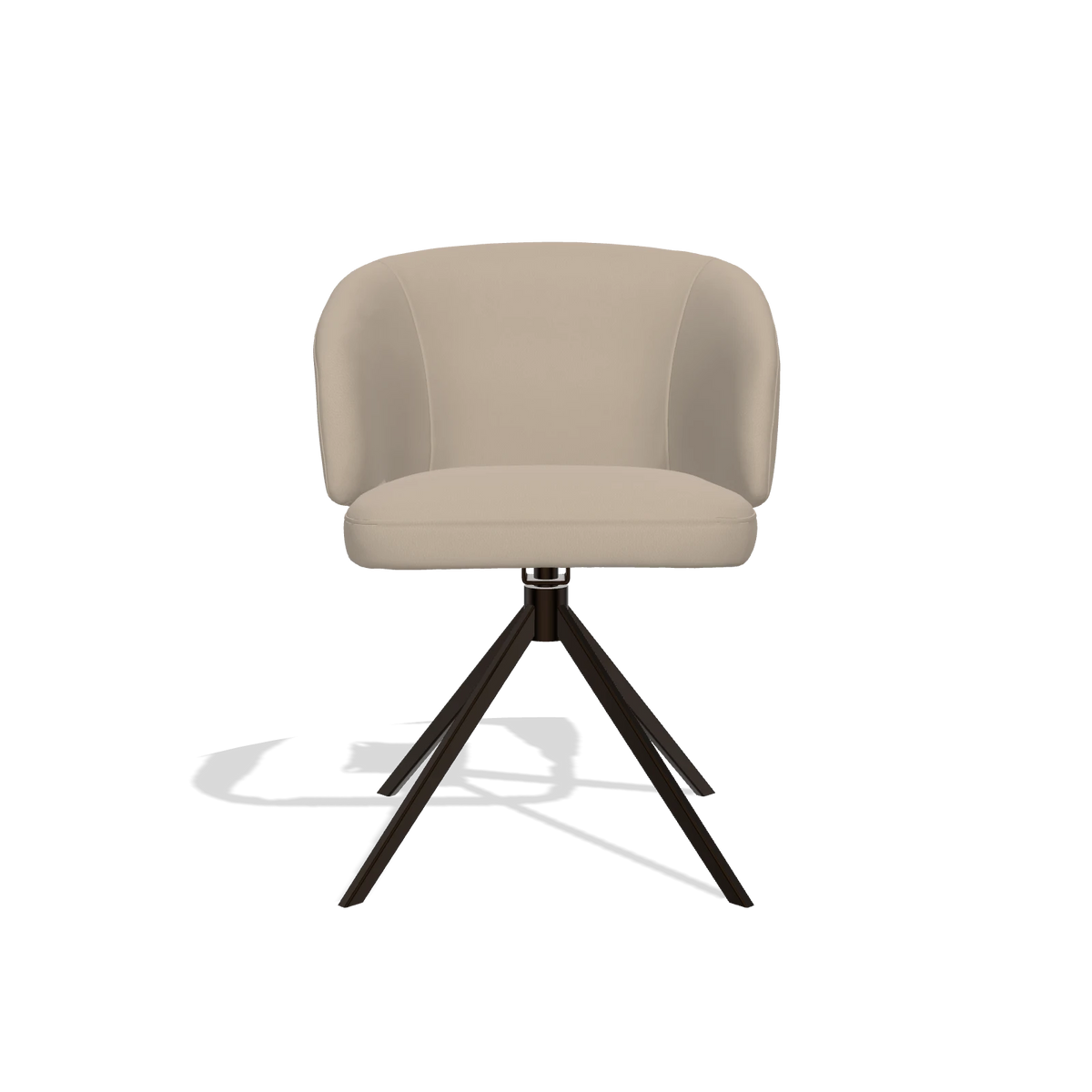 Dining Chair Elise 6612 in Leather B911 (sand), espresso swivel base, front view
