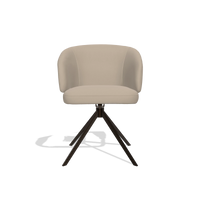 Dining Chair Elise 6612 in Leather B911 (sand), espresso swivel base, front view