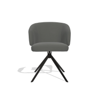 Dining Chair Elise 6612 in Leather B945 (dark grey), black swivel base, front view
