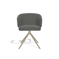 Dining Chair Elise 6612 in Leather B945 (dark grey), champagne swivel base, front view