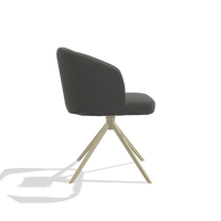 Dining Chair Elise 6612 in Leather B945 (dark grey), champagne swivel base, side view