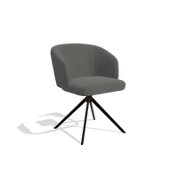 Dining Chair Elise 6612 in Leather B945 (dark grey), espresso swivel base, angled view