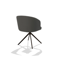 Dining Chair Elise 6612 in Leather B945 (dark grey), espresso swivel base, back angled view